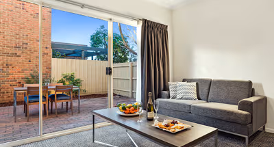 Stunning living area in Quest Brighton on The Bay