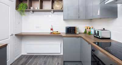 Fully equipped kitchen in 1 bed at Horwich