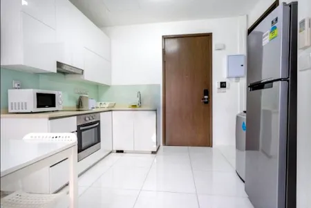 Fully equipped kitchen at Rangoon Road Apartments, Central Business District