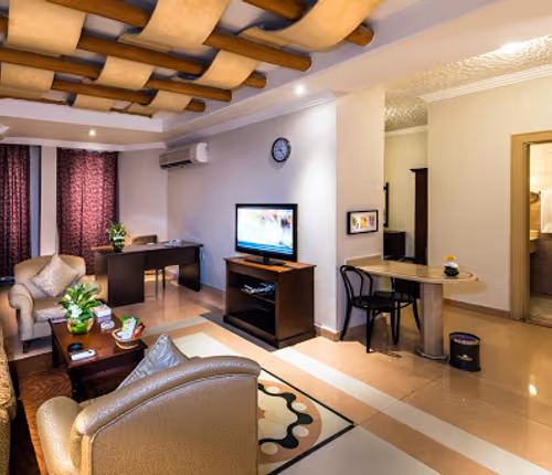 Living room at Haroon Al Rashid Street Apartments