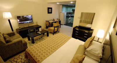 Bedroom at Tecom Greens Serviced Apartments, Al Barsha