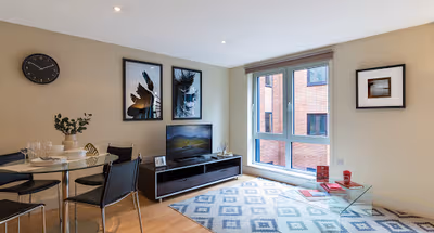 Living area at Blackfriars Apartments by MySquare