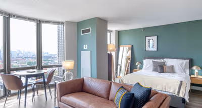 Spacious living area at North Clark Street #1609 Serviced Apartment, Lincoln Park