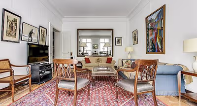 Bright living area at Rue Scheffer Serviced Apartment, Champs Elysees