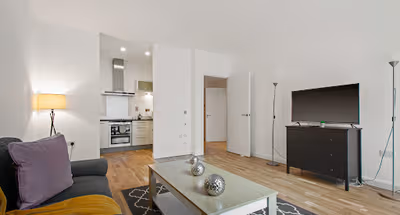 Living room at South Quay Serviced Apartments by MySquare