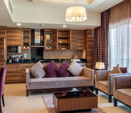 Living area at Oud Metha 18th Street Serviced Apartments, Bur Dubai