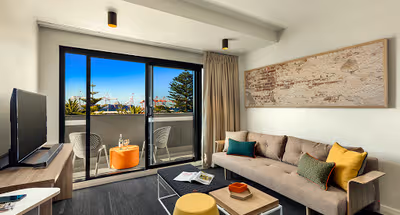 Living area at Pakenham Street Serviced Apartments