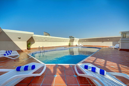 Pool side at Kuwait St. Residences Serviced Apartments, Bur Dubai