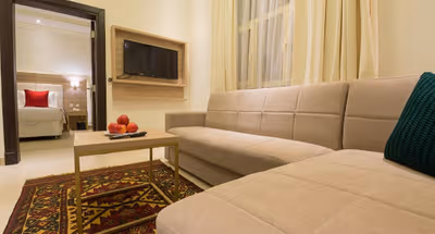 Living area at Hamad Al Jaser Road Serviced Apartments