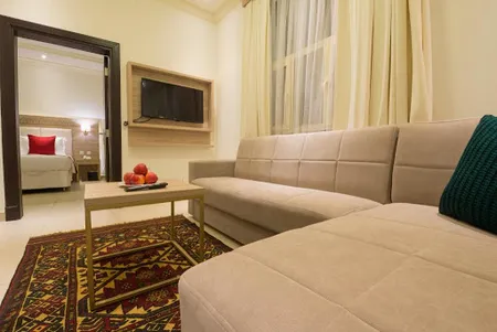 Living area at Hamad Al Jaser Road Serviced Apartments