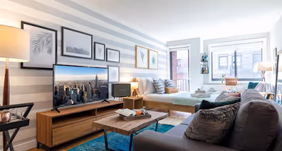 living space at West 15th Street Furnished Apartment, Chelsea