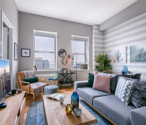 Living area at Twenty Exchange Apartment #3702