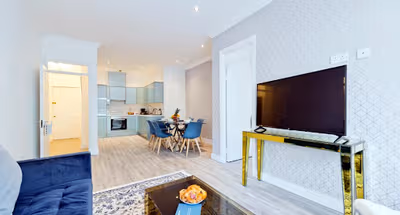 Living room at City Center apartment