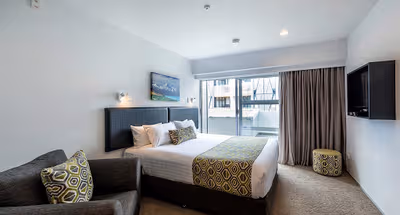 Bedroom at Ponsonby Road serviced apartment