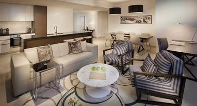 Bright living area at West Corniche Residences Serviced Apartments, Al Ras Al Akhdar