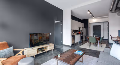 Bright living area at North Milwaukee #502 Serviced Apartment, Bucktown