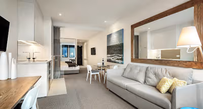 Cosy living area in Quest Frankston on The Bay