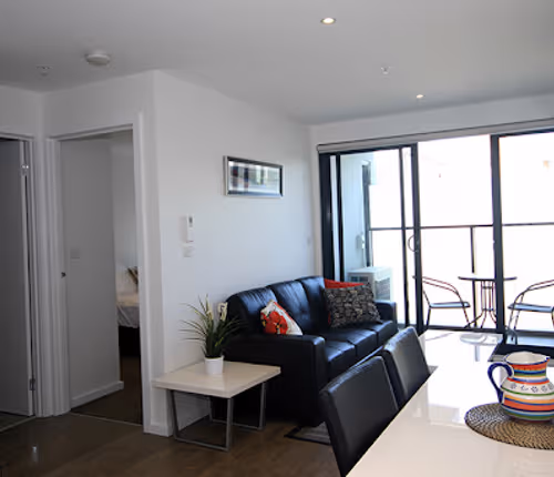 Living room at Chetwynd Street Serviced Apartments in North Melbourne